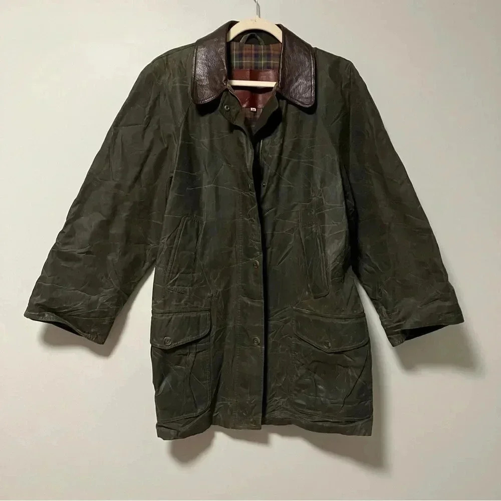 Green Military Field Jacket with Corduroy Collar